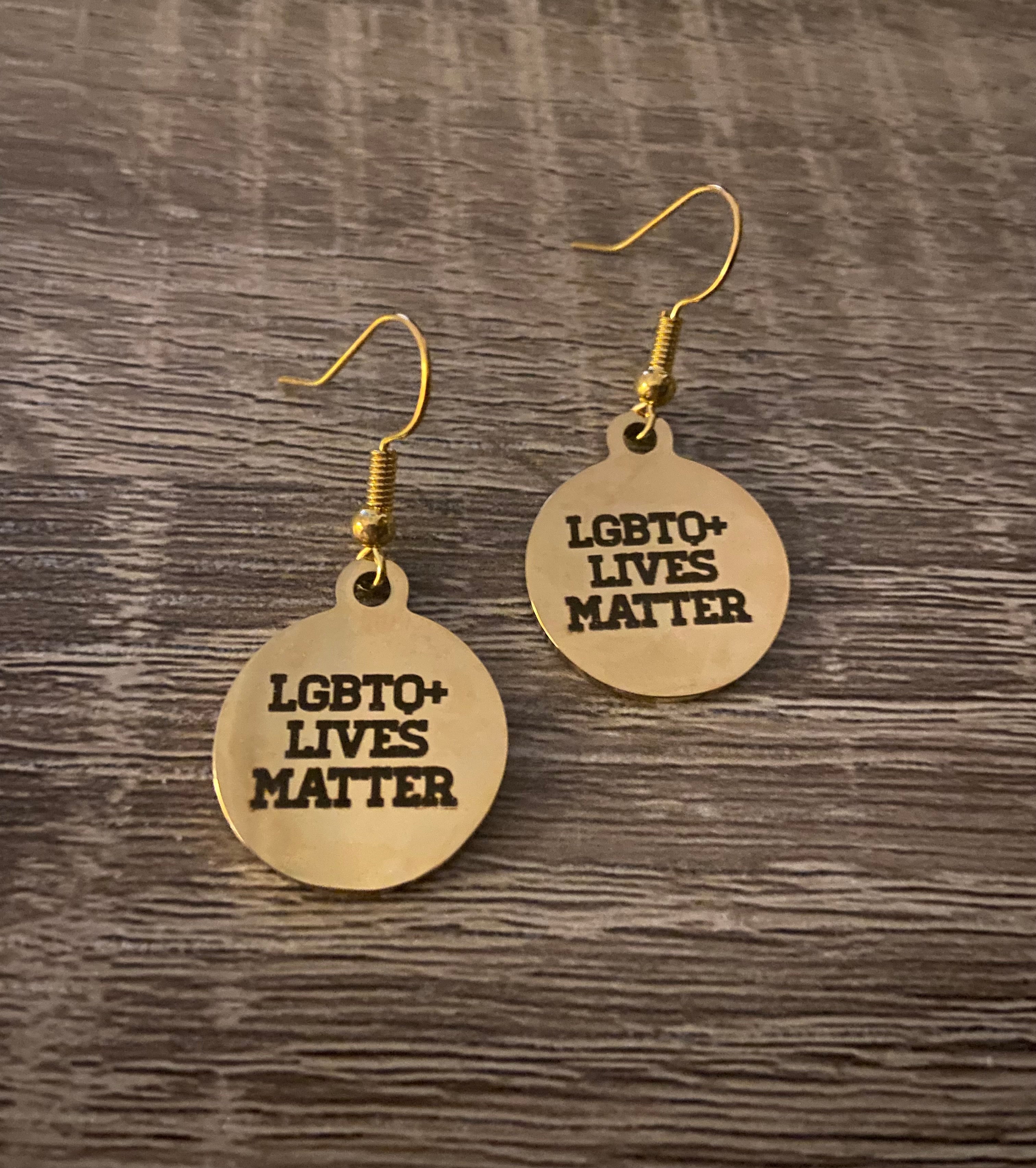 Round Engraved Earrings (LGBTQ Lives Matter)